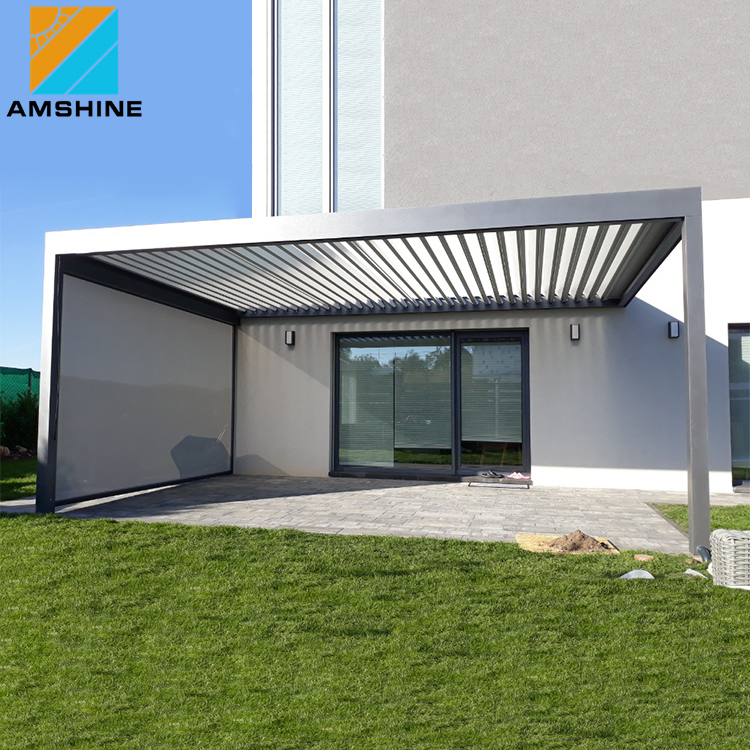 Luxury Garden Gazebo Motorized Opening Louvered Roof Waterproof Gazebo High Quality Garden Aluminium Pergola