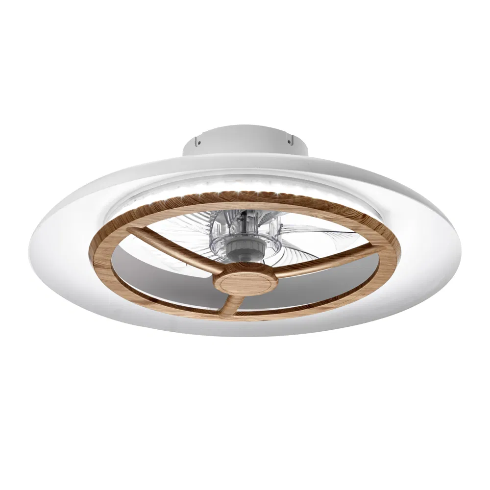 Wholesale LED Ceiling Fan Light High Quality with Wooden Effect Ring