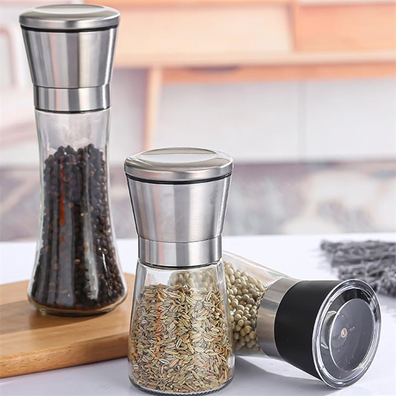 Pepper Grinder Stainless Steel Glass Spice Bottle Salt Pepper Mill Manual Spice Grinder Mill Household Kitchen Gadgets.Pepper Grinder Salt and Pepper Grinder Se