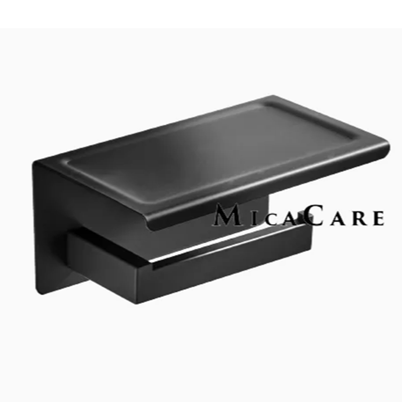 304 Stainless Steel Black Toilet Paper Holder with Mobile Phone Holder