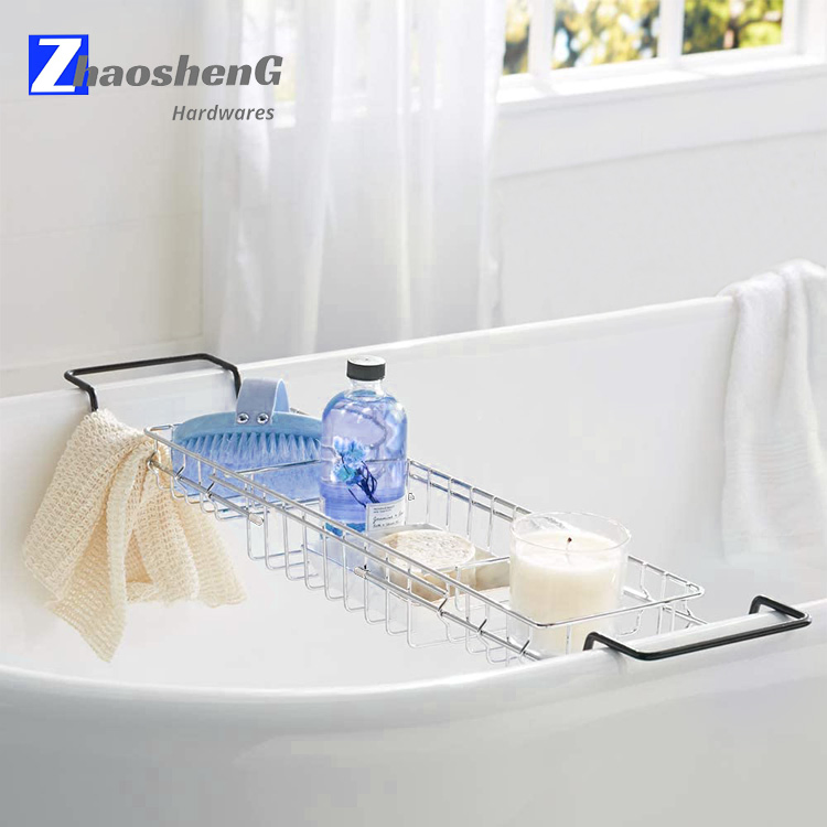 Extendable Bathroom Non-Slip Rack Adjustable Bath Tub Caddy Bathtub Tray with Extending Sides