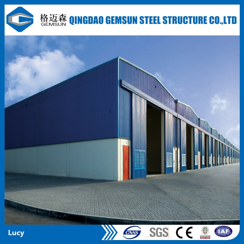 Prefabricated Metal Design Manufacturer Workshop/Garage Frame Painted Steel Structure with H Beam