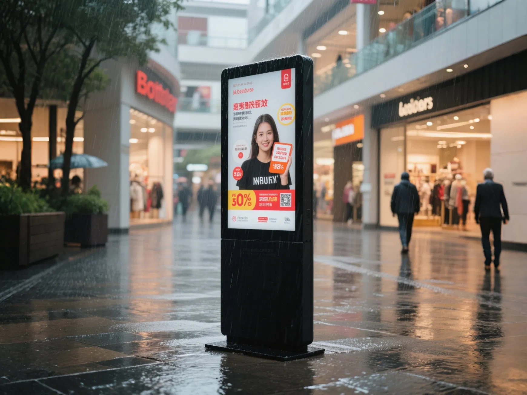 65-дюймовый водонепроницаемый LCD-дисплей для наружной рекламы