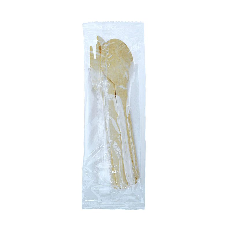 200 Sets 4 in 1 Disposable Wooden Cutlery Set Biodegradable Eco-Friendly Cutlery Set