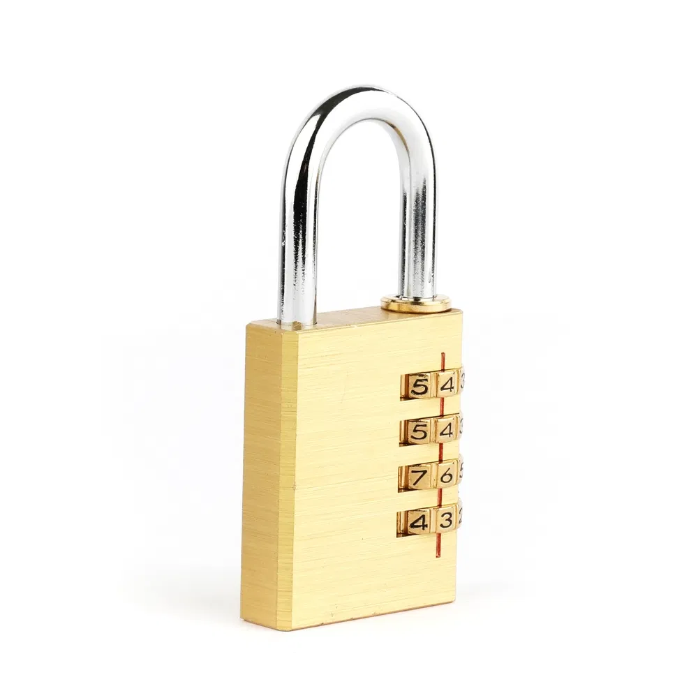 Yellow Brass Resettable 3-Digit Combination Luggage Padlock for Gift Box