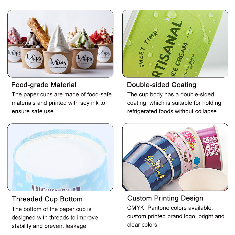 Eco-Friendly Paper Cups for Ice Cream and Sweet Treats