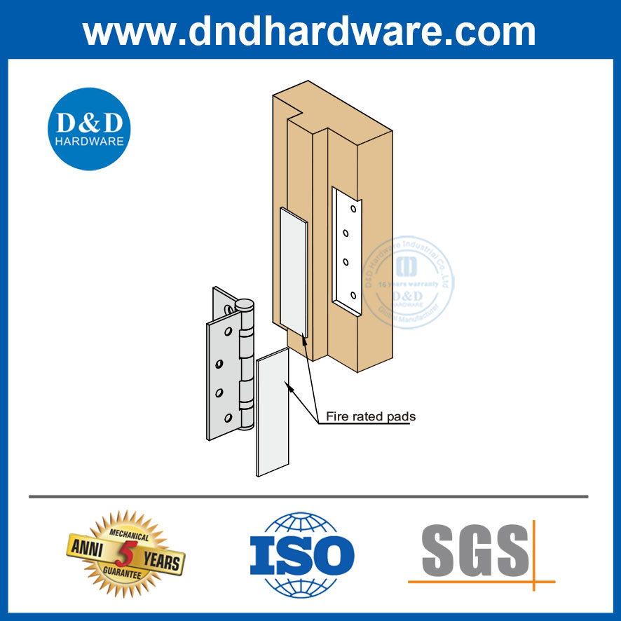 Fireproof Material Door Hinge Hardware Pads Behind Hinge for Security