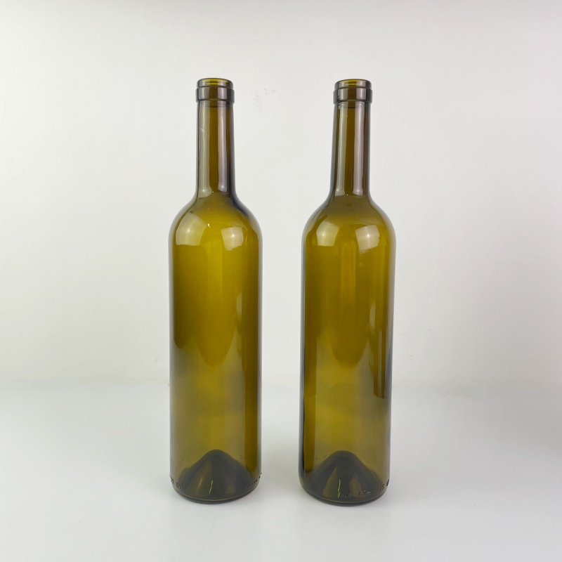 Food Grade 750ml Antique Green Round Shape Olive Oil Bottle