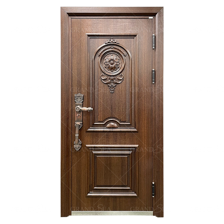 Us Villa Main Exterior Door for House Simple Design Wooden Door with Sidelights Modern Solid Wood Pivot Entry Doors