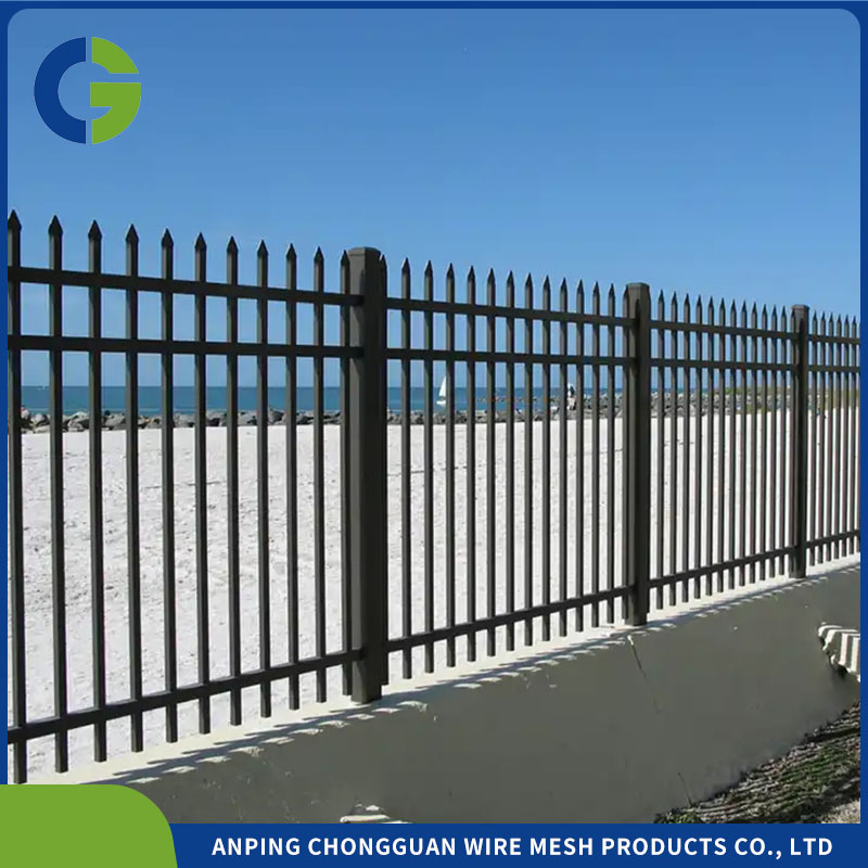 Decorative Ornamental Security Spear Top Powder Coated Black Welded Aluminum Fence and Gates Picket