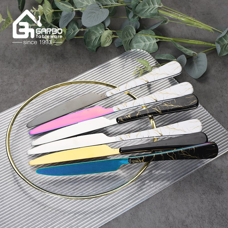 Factory Supply Stainless Steel 410/13-0 Tableware Set Colorful Dinner Knife Steak Knife