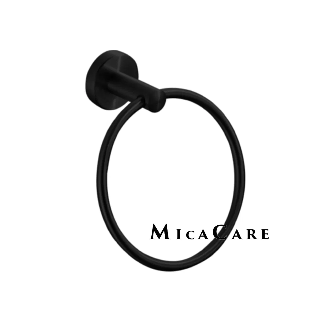 Sleek Black Towel Ring Perfect Home Accessory for Short Towels