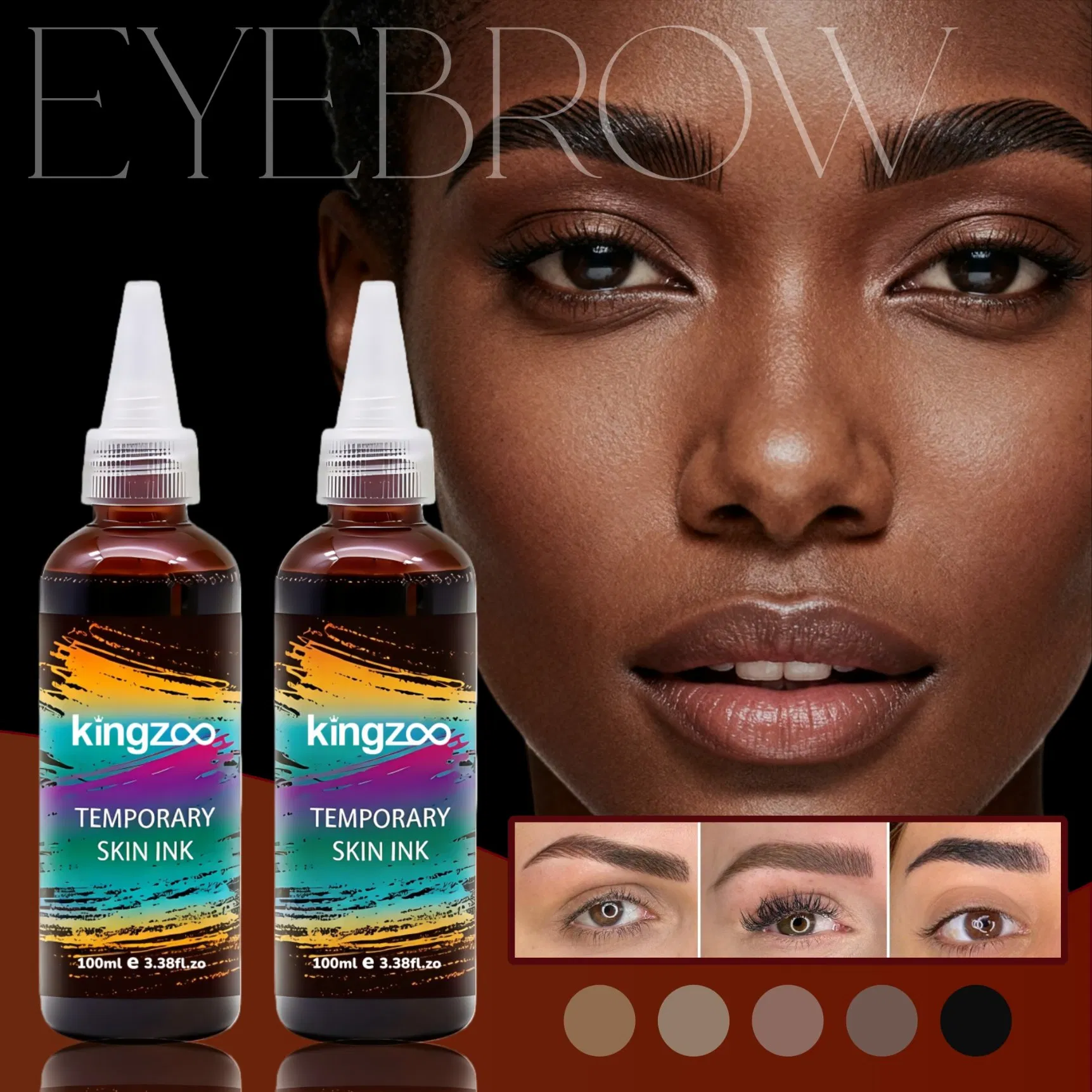 Professional Airbrush Brow Tint Kit Waterproof Long-Lasting Hybrid Eyebrow Dye Spray in Medium Brown