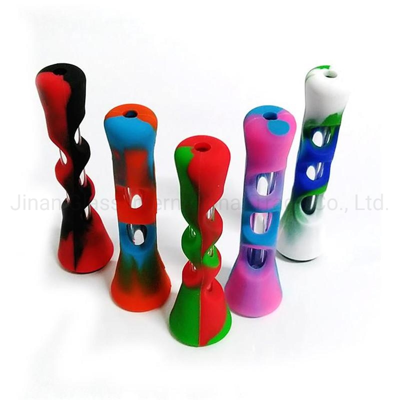 Silicone Smoking Pipe Silicone Smoking Pipe Glass Cigarette Hand Pipes Portable Mini Tobacco Pipe Cigarettes Holder