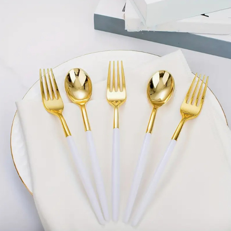 High Quality Luxury Disposable Cutlery Set Spoon Knife Tableware for Wedding, Parties