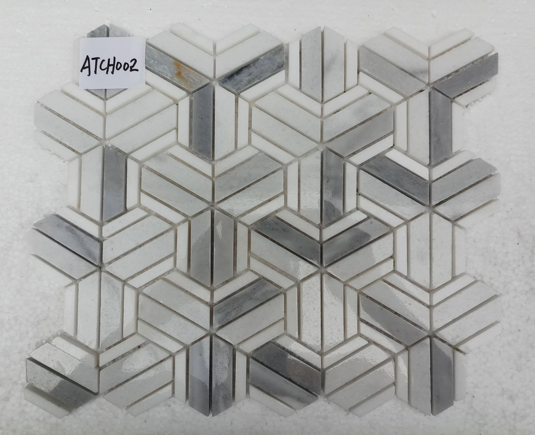 Мозаика из каррарского мрамора, шестигранная, 30x30 см