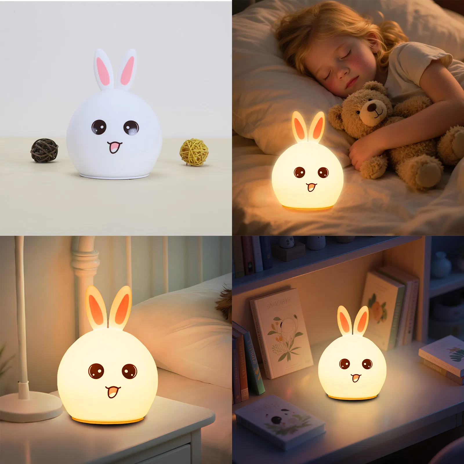 Мини-лампа RGB Кролик, силикон, диммирование