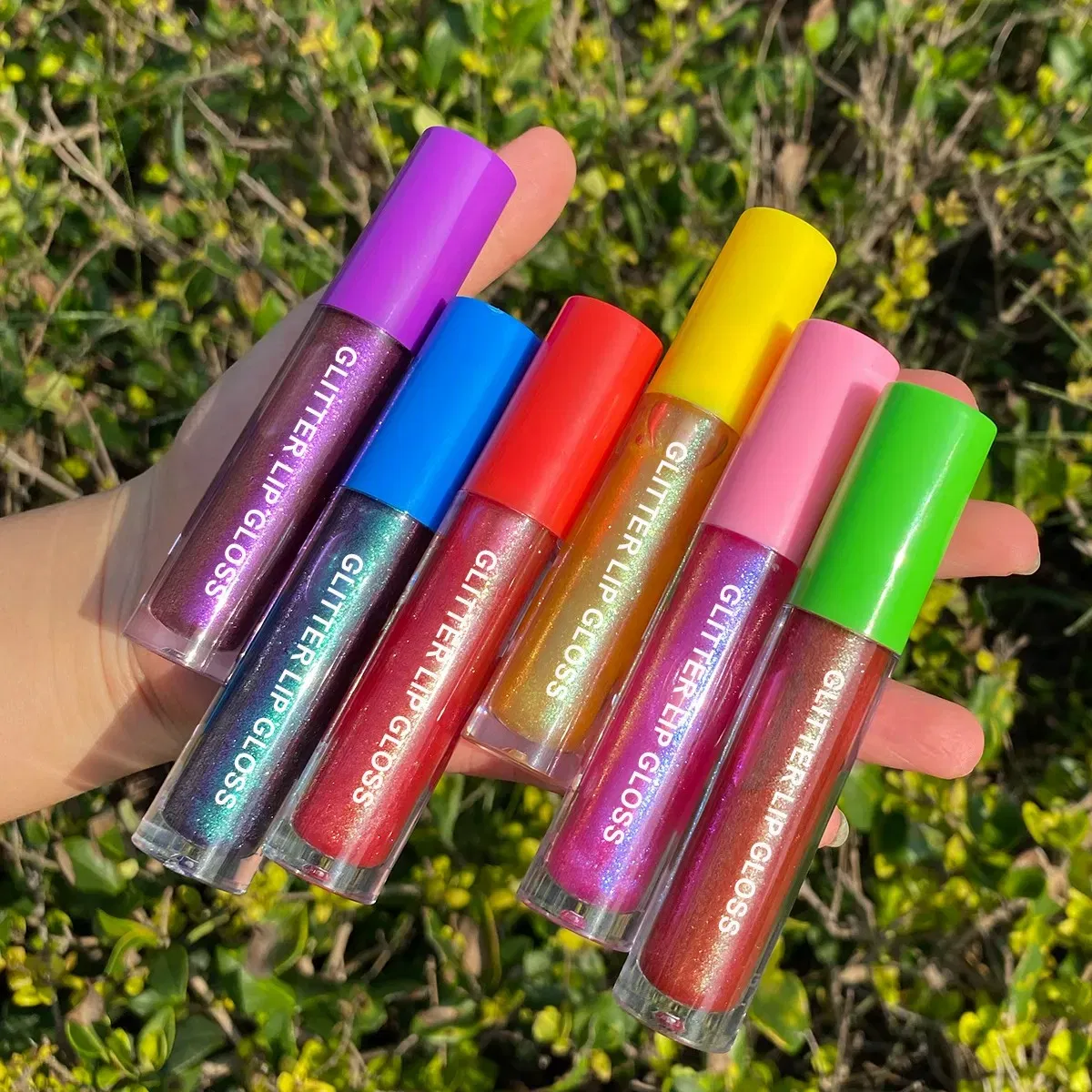 Wholesale 6 Colors Organic Fruit Flavor Waterproof Lip Plumper Glitter Lip Gloss