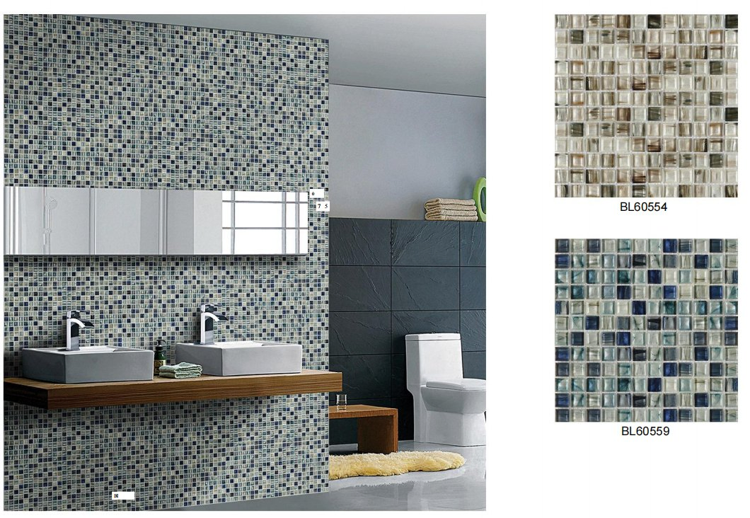 300*300mm Glossy Hotel Indoor Wall Decoration Square Glass Mosaic