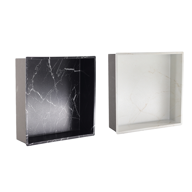 Встраиваемая полка для душа из нержавеющей стали с текстурой белого мрамора