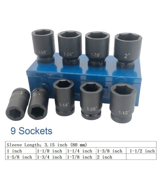 1'' 9PCS SAE Craftsman Impact Socket Set