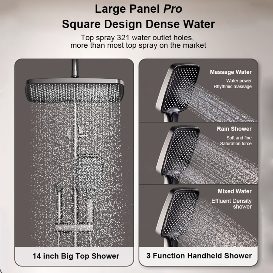 Hot Offer Modern Bathroom Bathroom Faucets Shower Set Rain Fall Square Top Sprayer Water Shower Faucet