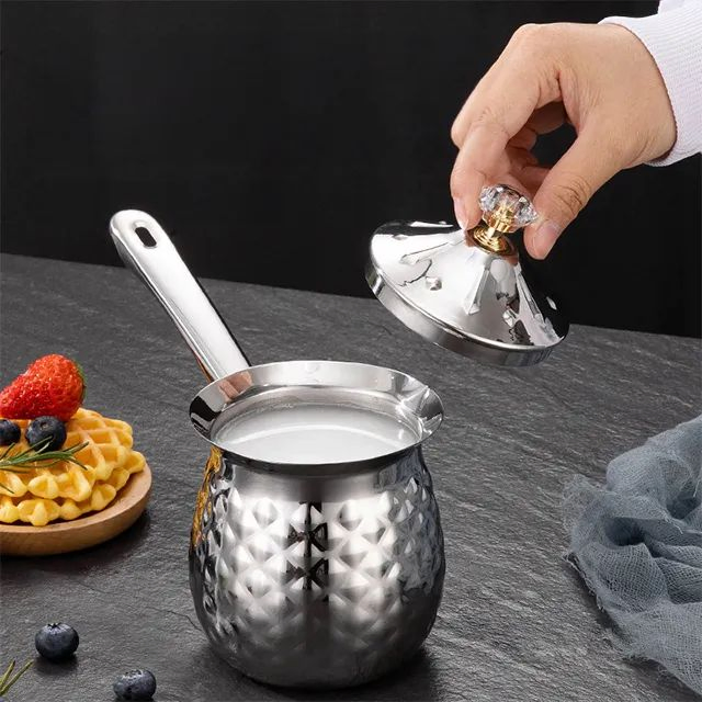 Кофейник из нержавеющей стали с крышкой и длинной ручкой