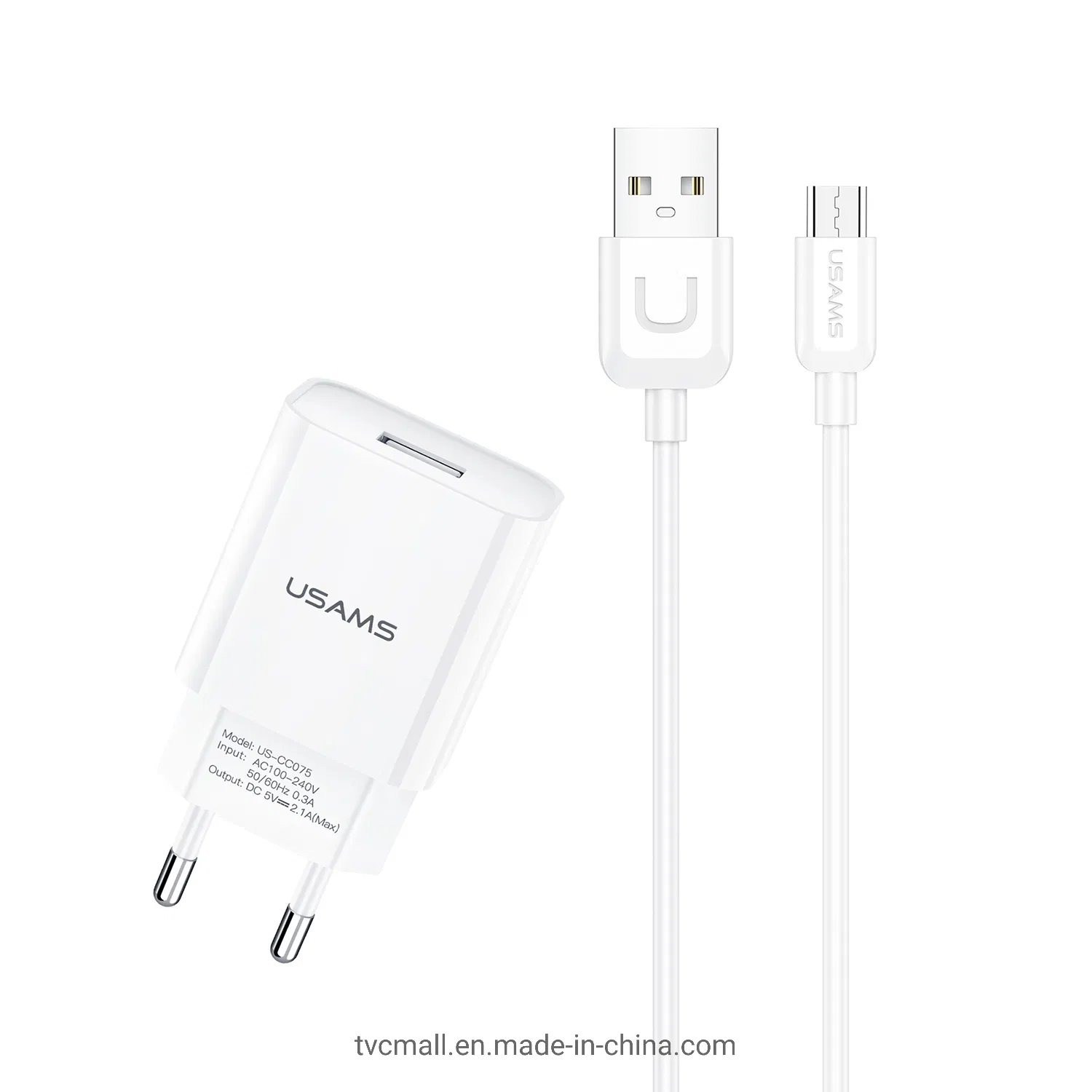 Usams T21 Travel Charger Set 2.1A Wall Phone Charger and Micro USB Cable (EU Plug)