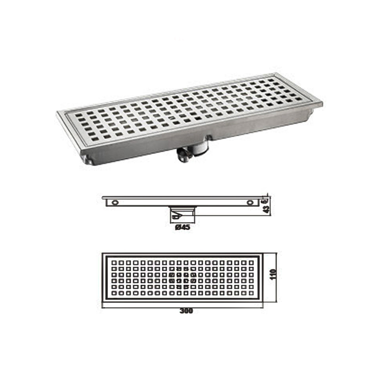 Квадратный напольный трап для душа из нержавеющей стали