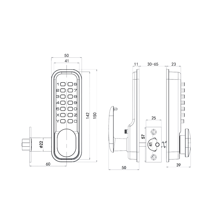 Zinc Alloy Mechanical Security Door Digital Code Lock