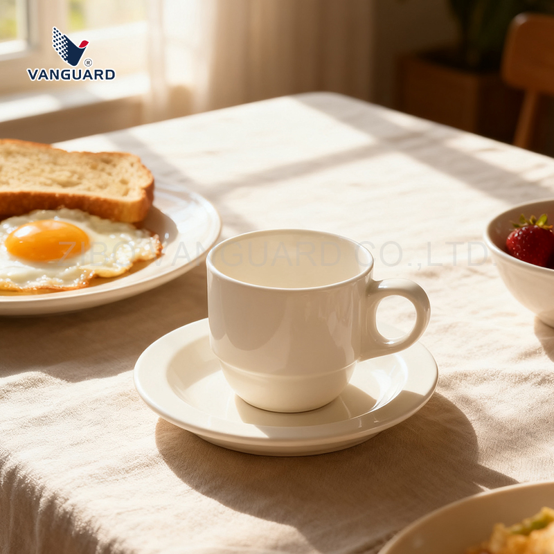Фарфоровая чашка с блюдцем для кофе, белая