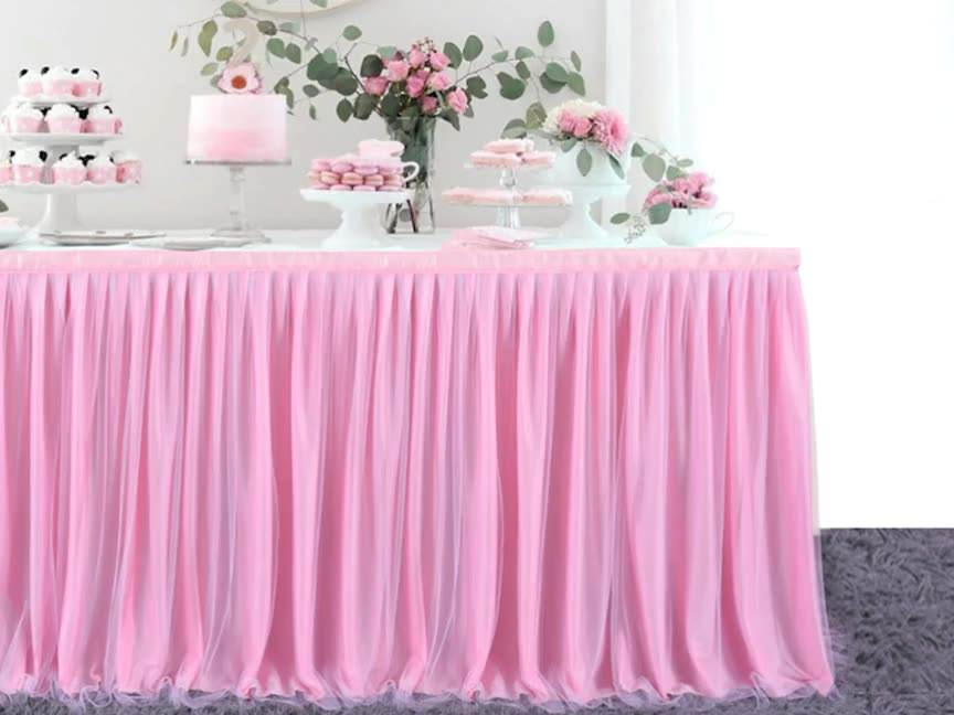 Wholesale Blue Ruffle Table Skirt Cloth Wedding Party Banquet Decoration Tablecloth