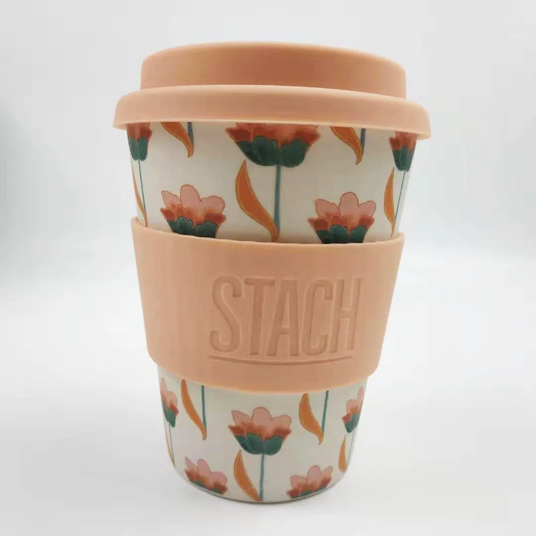 Кружка из бамбукового волокна 12 oz с крышкой
