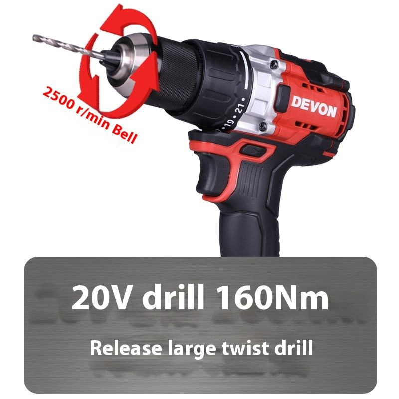 Аккумуляторная дрель-шуруповерт 20В, 160 Нм, бесщеточный мотор