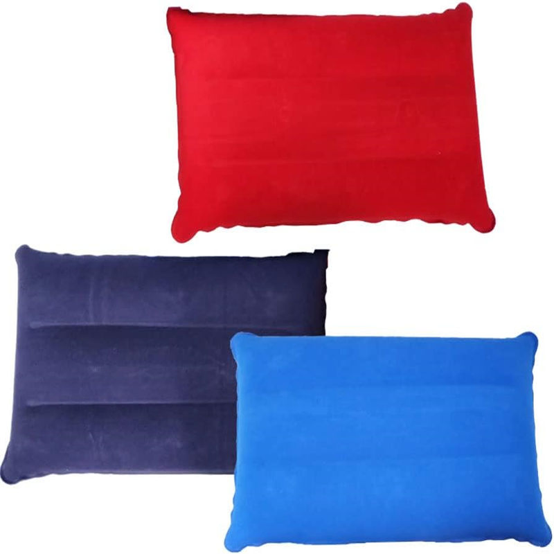 Institutional Donations Ultra Lightweight Comfort Portable Inflatable Pillow Good Price Flocked Fabric Pillows Ergonomic Air Pillows Neck Lumbar Support