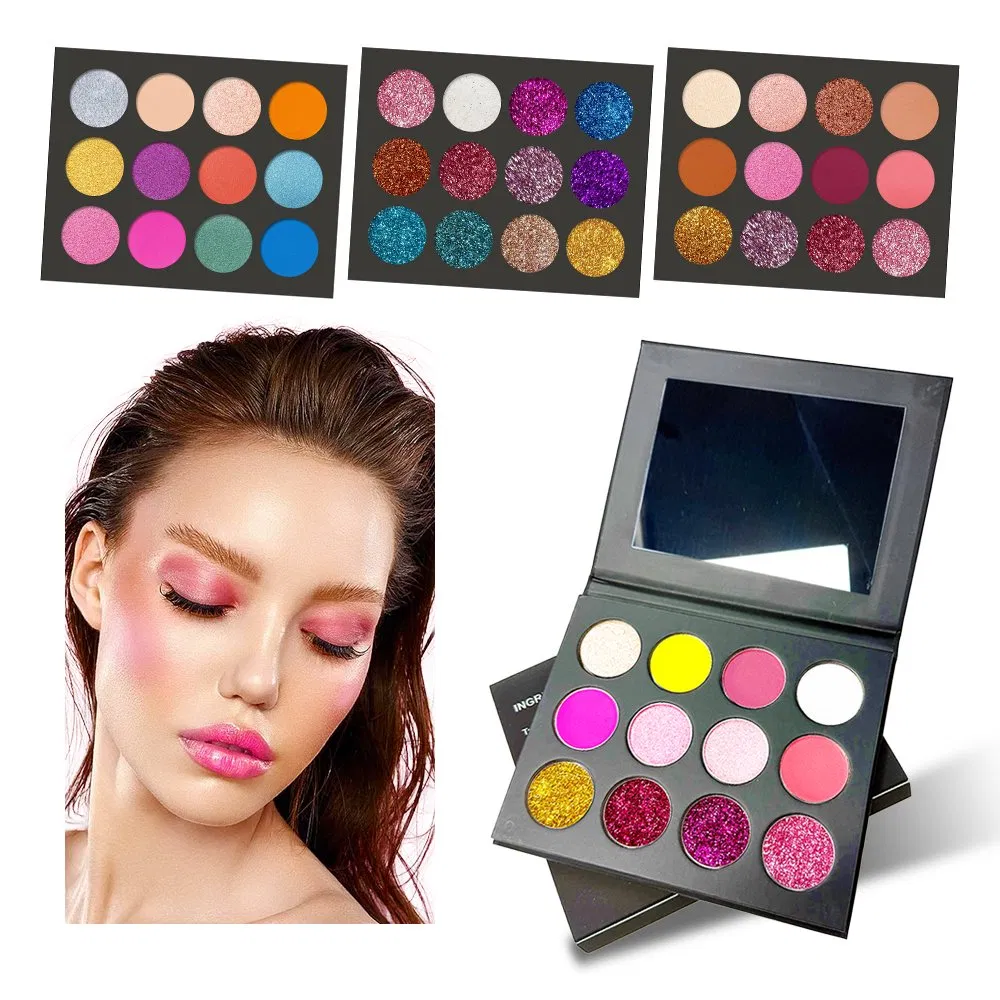 12 Colors High Pigmented Neon Eyeshadow Matte Shimmer Glitter Pressed Makeup Eyeshadow Palette