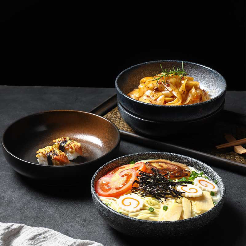 Vintage Large Japanese-Style Ceramic Soup & Noodle Bowls