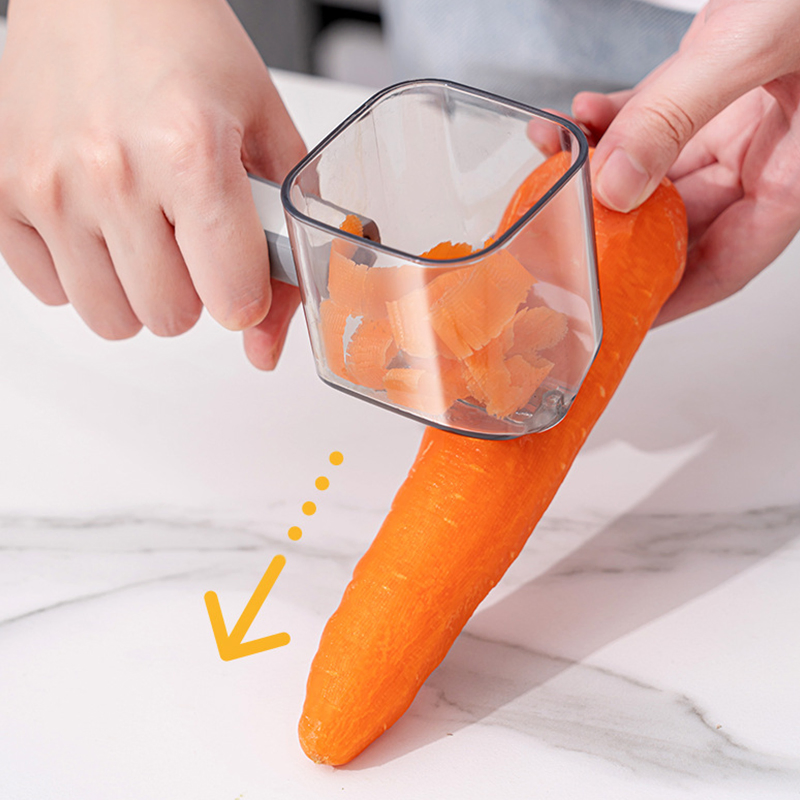 Kitchen Small Tool Stainless Steel Single Head Peeler Vegetable and Fruit Long Handle Creative Peeler with Storage