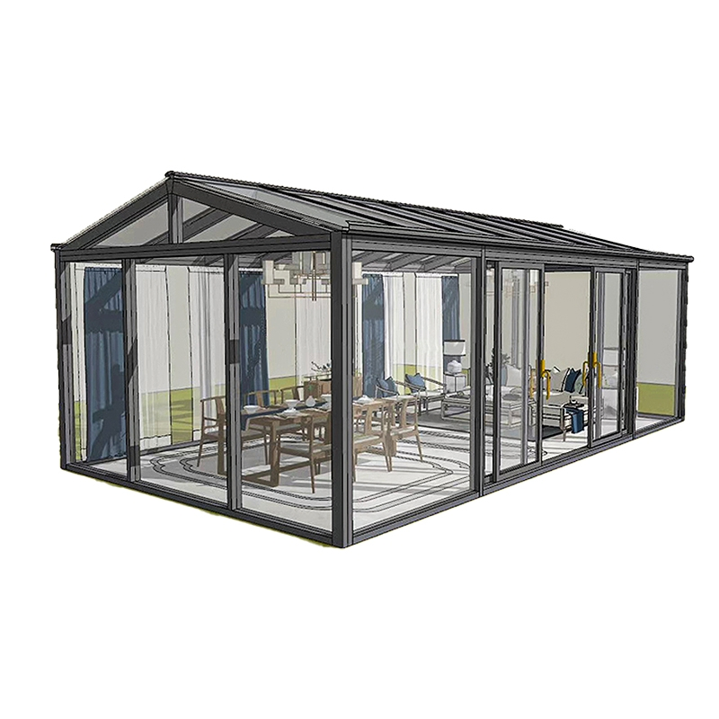 Polycarbonate Garden Greenhouse Prefab Solarium Glass House 10X16 Size Aluminium Sunroom with Bathroom Sunroom