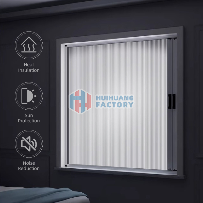 100% Blackout Honeycomb Blinds with Plisse Nets for Sliding Door or Window