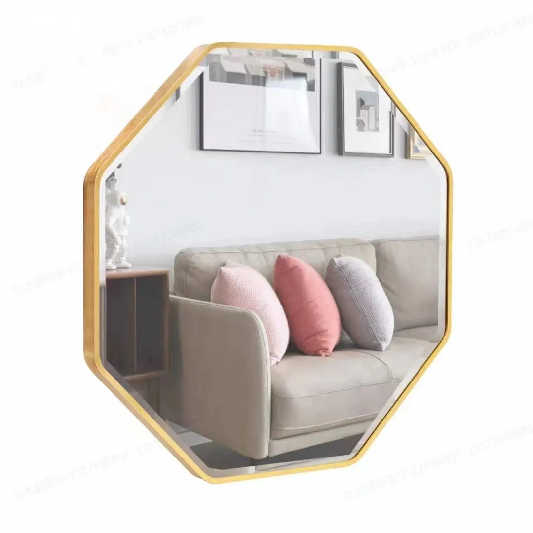 Octagon Aluminum Golden Framed Mirror