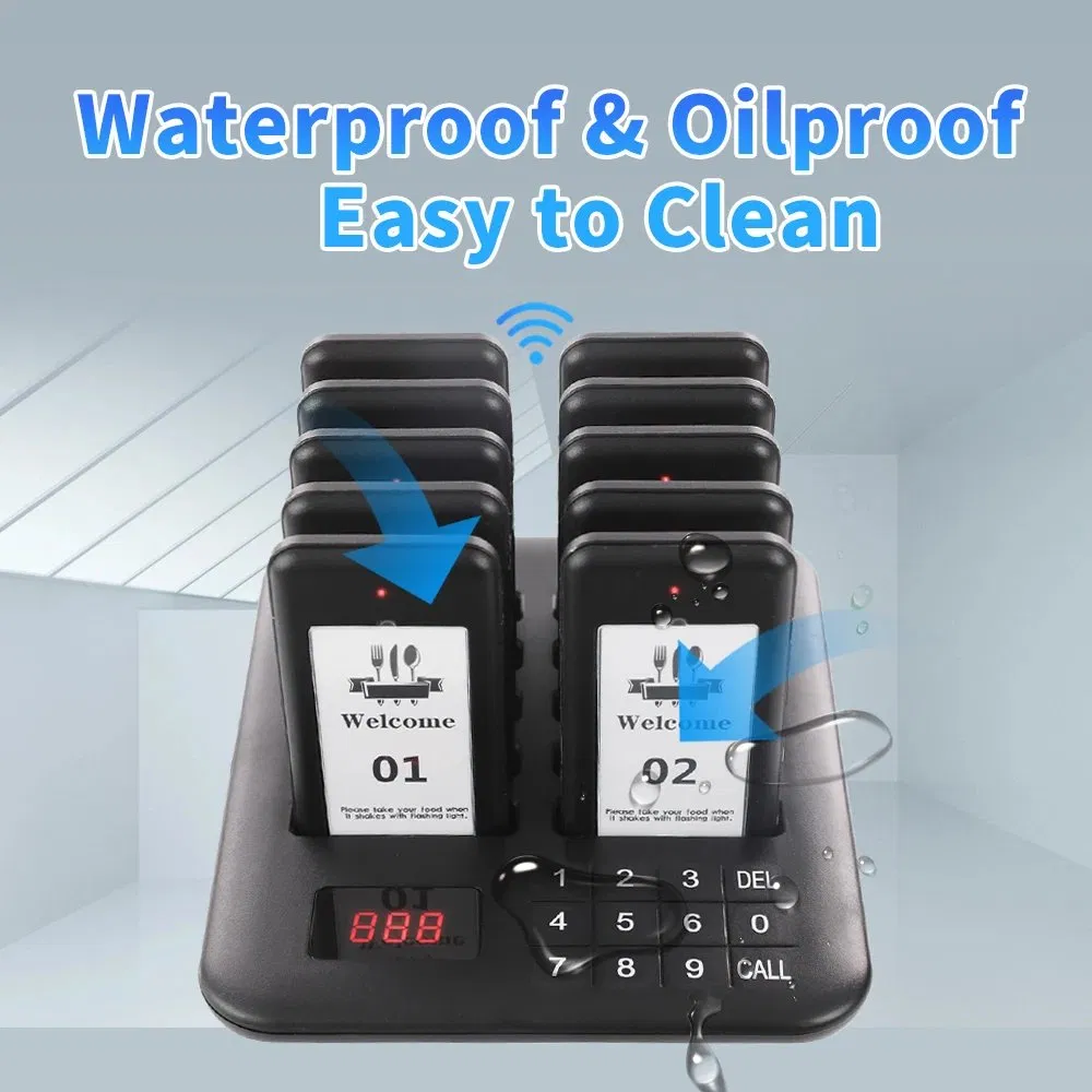 F1010 Wireless Restaurant Pager System, 20 Food Truck Beepers Buzzers, Guest Queue System