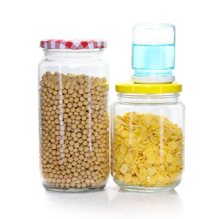 240ml 350ml 500ml Round Empty Glass Honey Jar with Metal Lid