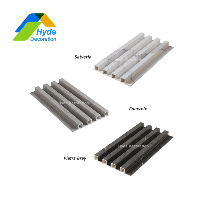 Marble Color WPC Wood Decorative Great Wall Board Fluted Wall ceiling Panel for Interior Background Decoration