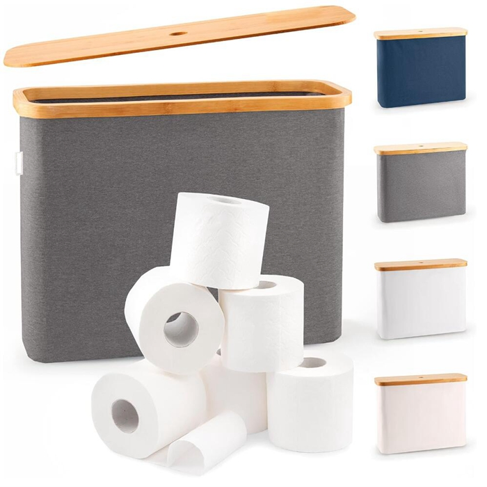 Toilet Paper Storage Stand Bathroom Tissue Basket with Lid and Handle