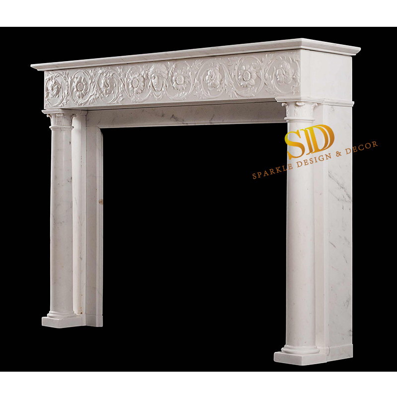 Beautiful Design White Marble Fireplace Mantel