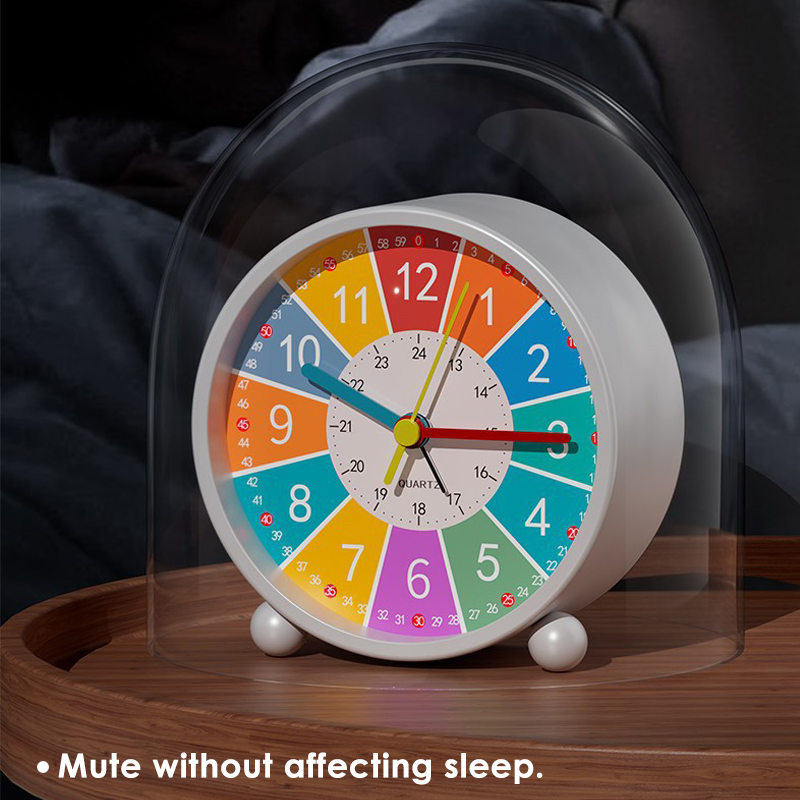 Foska Home Office Metal Color Silent Education Alarm Clock with Light