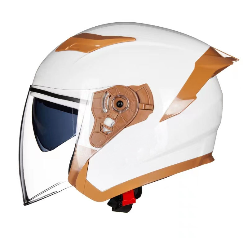 DOT Open Face Motorcycle Helmet with Dual Visor and Washable Liner