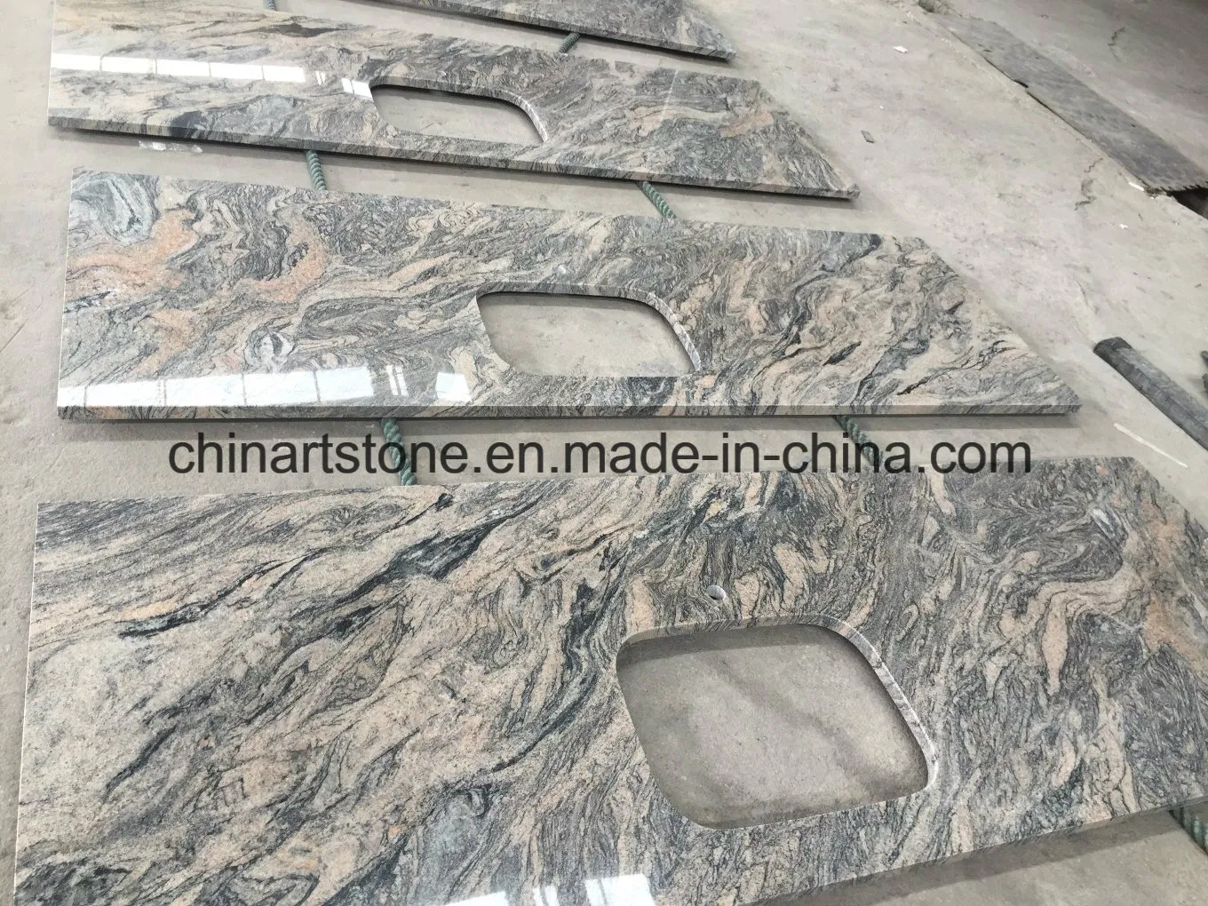 Chinese White, Gold, Black Granite Kitchen Countertop for Building Project