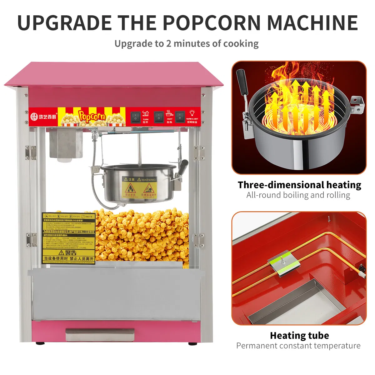 Commercial Semi-Automatic Flat Top Popcorn Machine